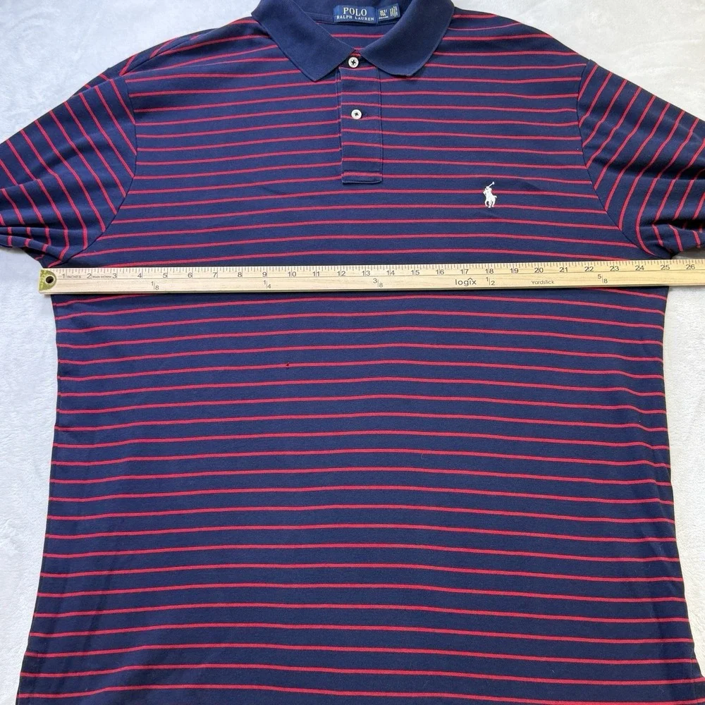 Polo Ralph Lauren Men's XLT Long Sleeve Striped Polo Shirt Navy Red Pony